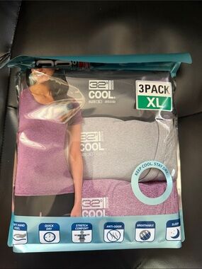 32 Degrees Women's 3-Pack Cool Tee Set in Purple & Gray